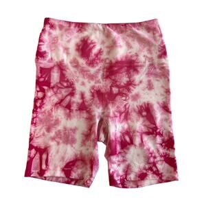 Champion Women's Small Tie-Dye Pink Biker Shorts Athletic 7" Inseam